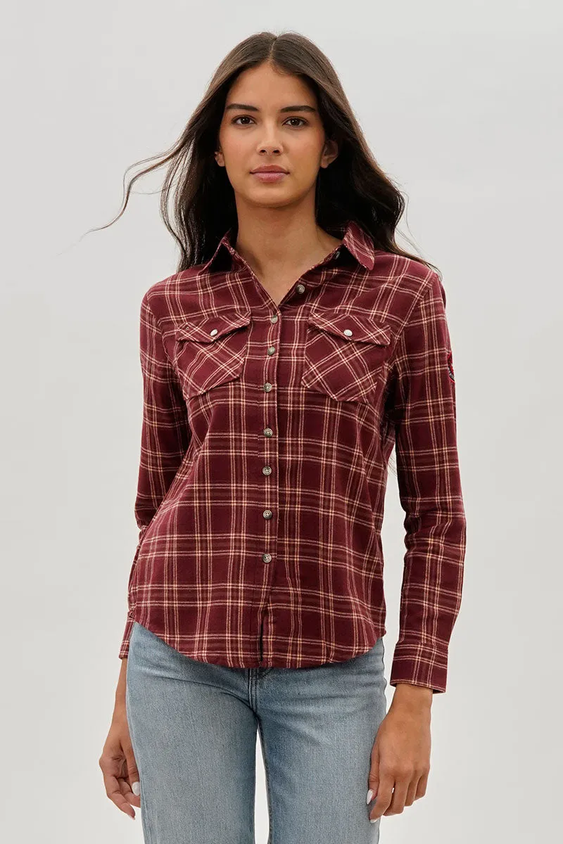 Canada Weather Gear Plaid Button Up Shirt - Burgundy sold by Fairweather