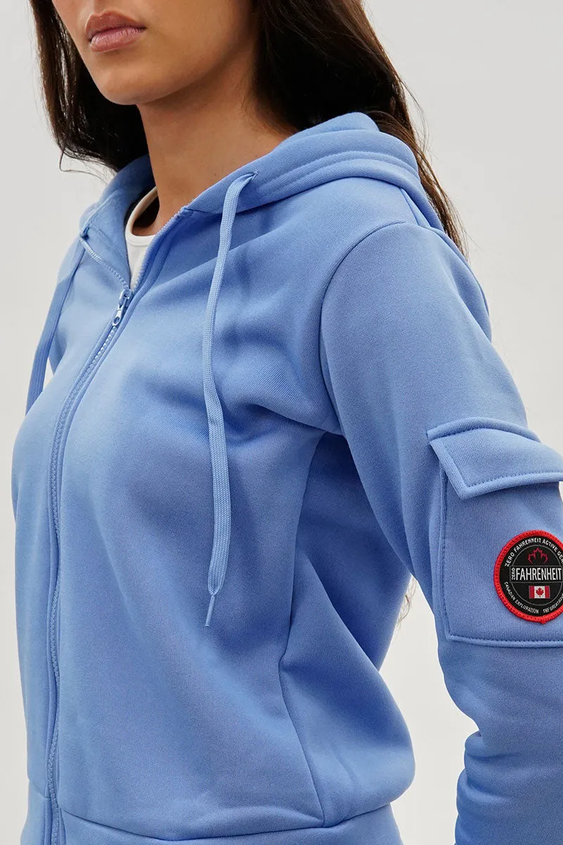 Fahrenheit Utility Pocket Zip Up Hoodie - Blue sold by Fairweather product image thumbnail 4
