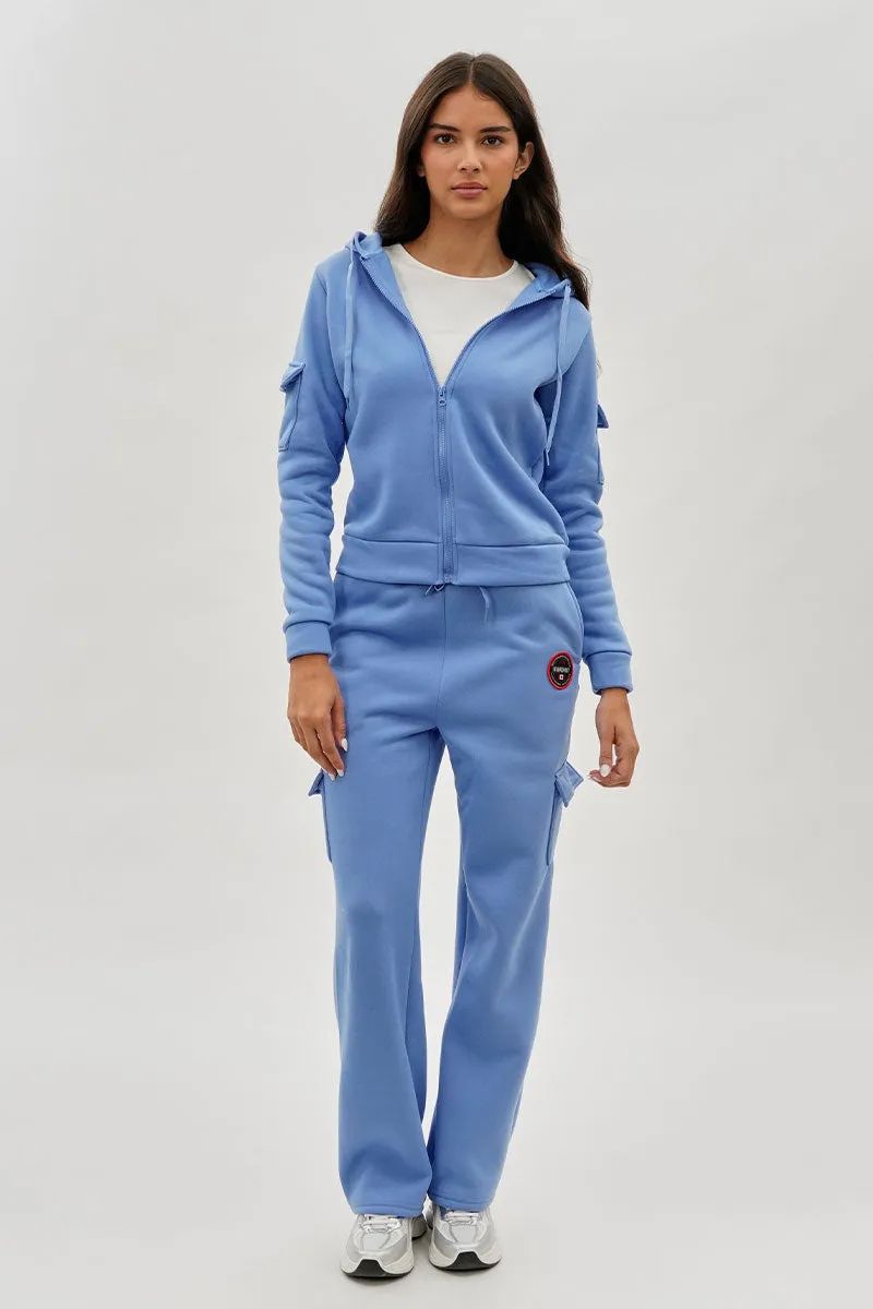 Fahrenheit Utility Pocket Zip Up Hoodie - Blue sold by Fairweather product image thumbnail 5