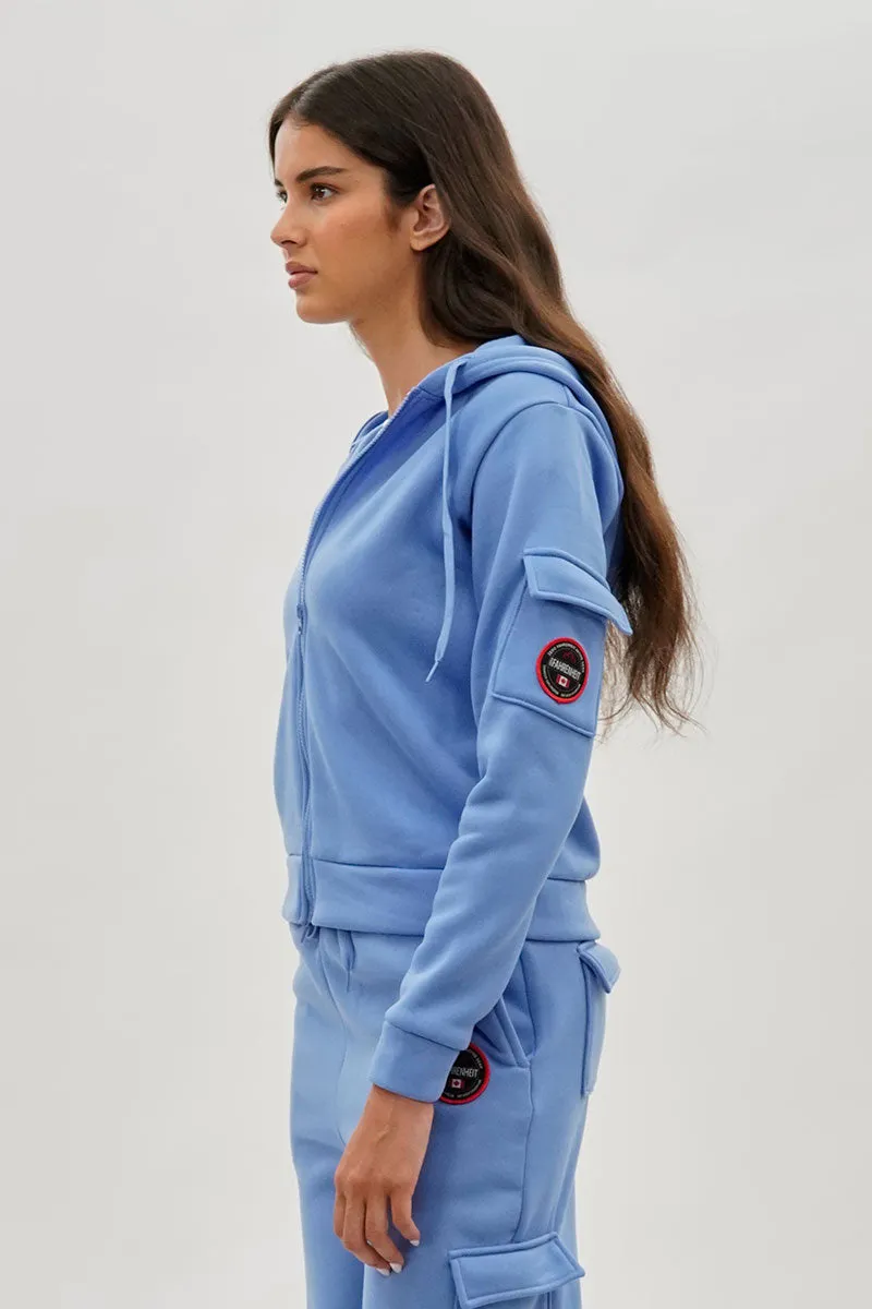 Fahrenheit Utility Pocket Zip Up Hoodie - Blue sold by Fairweather product image thumbnail 2