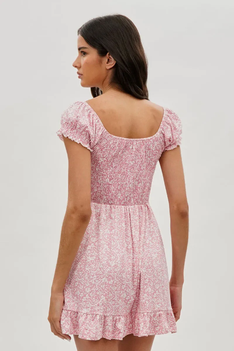 Floral Smocked Short Sleeve Day Dress - Pink sold by Fairweather product image thumbnail 3