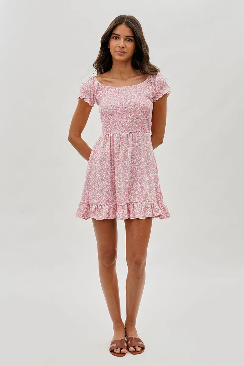 Floral Smocked Short Sleeve Day Dress - Pink sold by Fairweather product image thumbnail 5