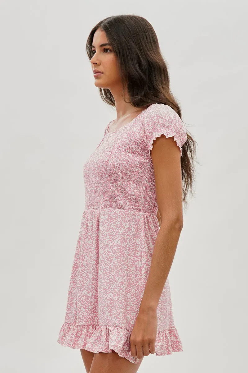 Floral Smocked Short Sleeve Day Dress - Pink sold by Fairweather product image thumbnail 2