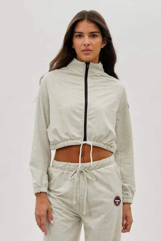 Fahrenheit Cropped Drawstring Lightweight Jacket - Cream sold by Fairweather