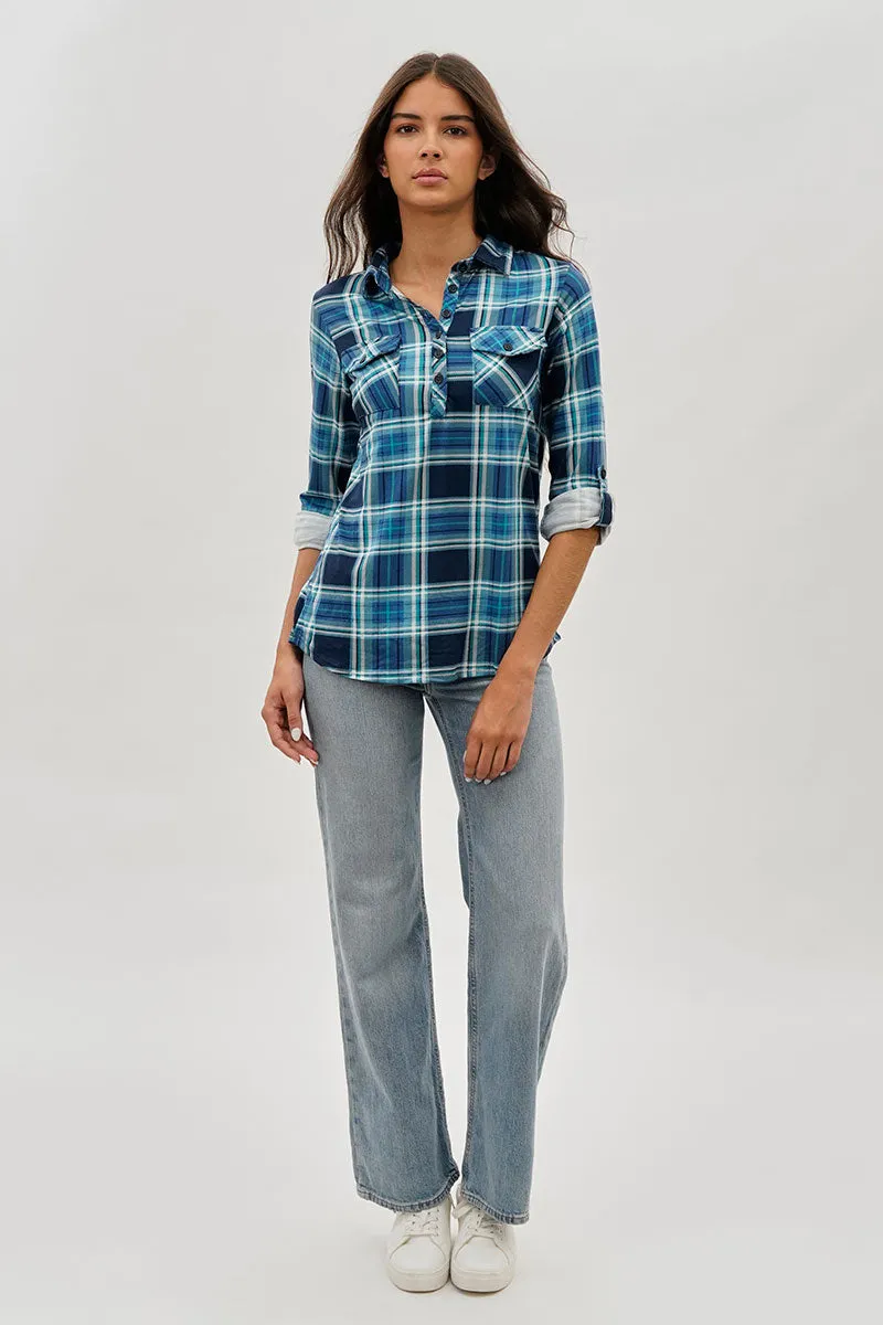 Urbanology Plaid Button Down Shirt - Navy sold by Fairweather product image thumbnail 5