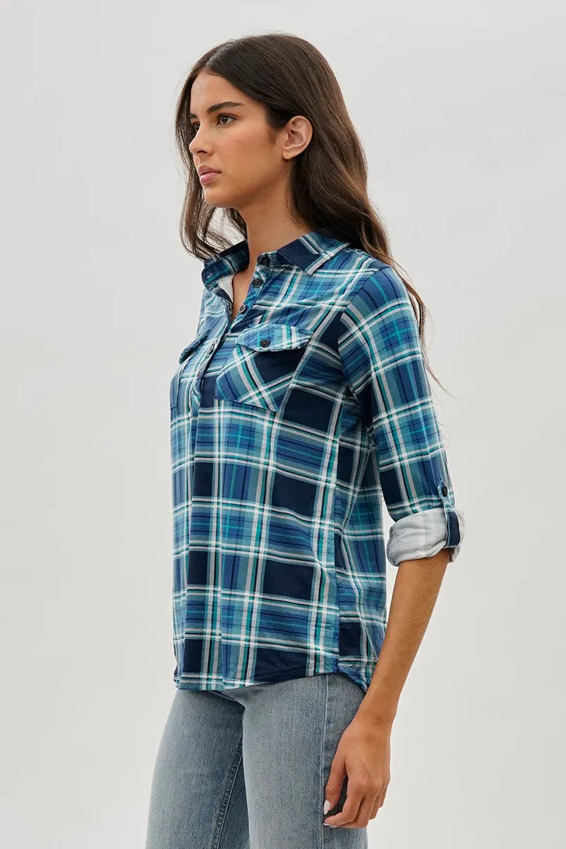 Urbanology Plaid Button Down Shirt - Navy sold by Fairweather product image thumbnail 2