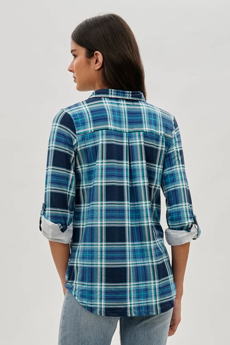 Urbanology Plaid Button Down Shirt - Navy sold by Fairweather product image thumbnail 3
