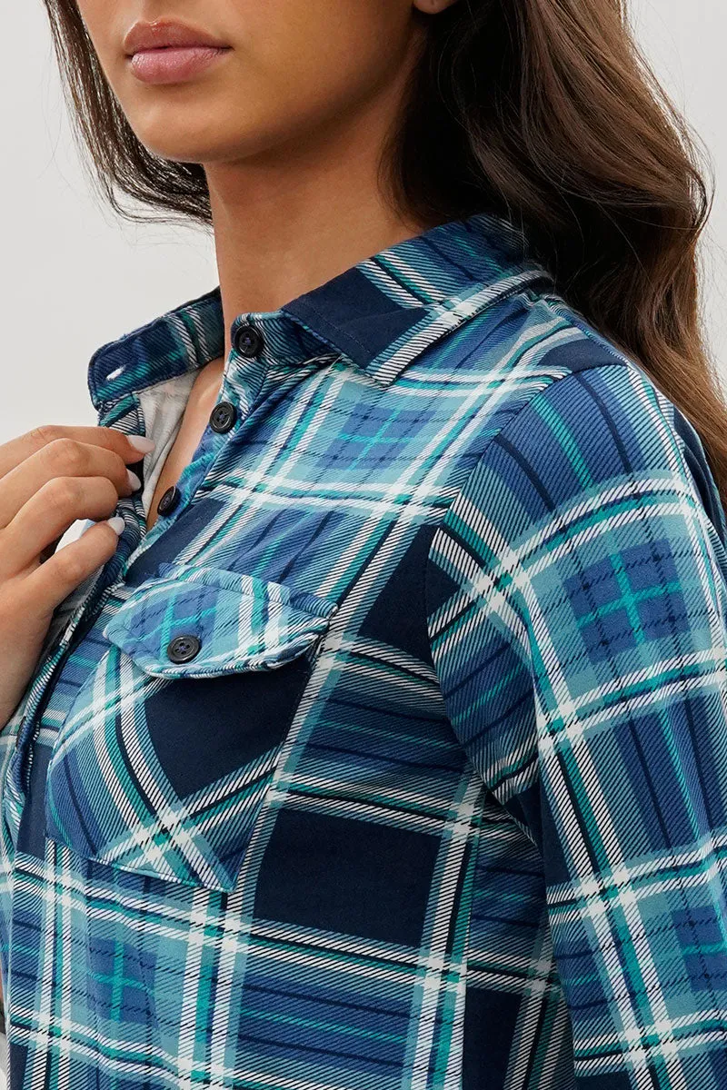 Urbanology Plaid Button Down Shirt - Navy sold by Fairweather product image thumbnail 4
