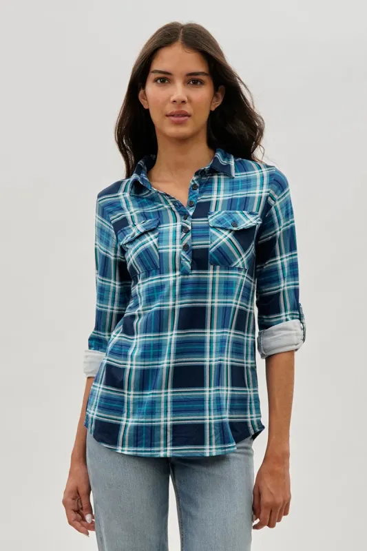 Urbanology Plaid Button Down Shirt - Navy sold by Fairweather