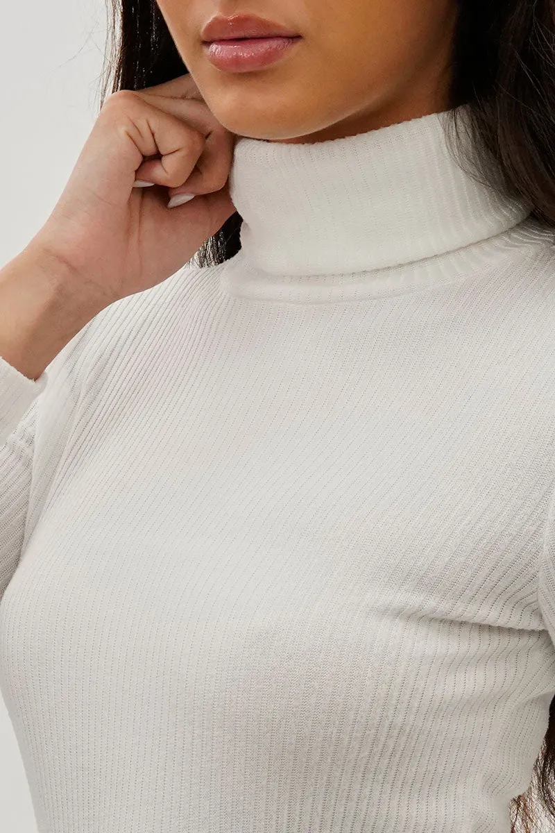 Magazine Ribbed Turtleneck Pullover Sweater - White sold by Fairweather product image thumbnail 4