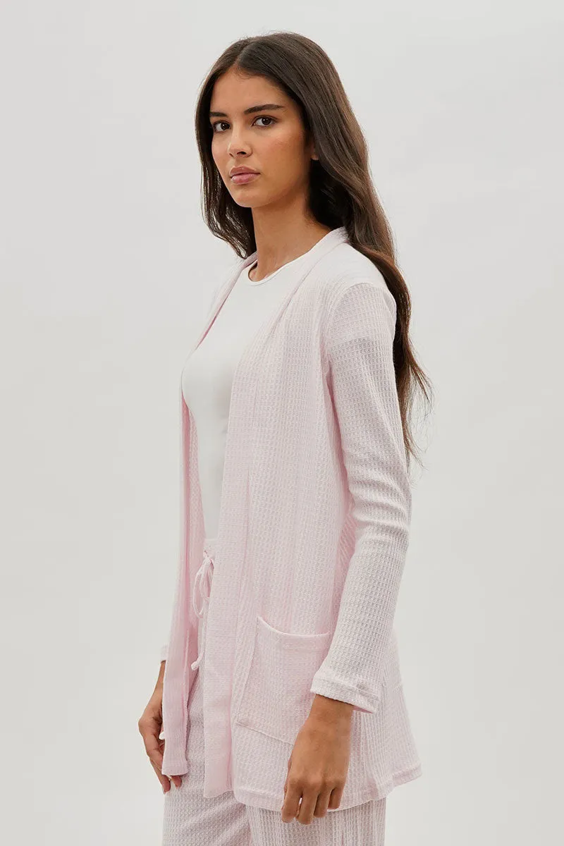 Open Front Waffle Knit Cardigan - Blush sold by Fairweather product image thumbnail 2