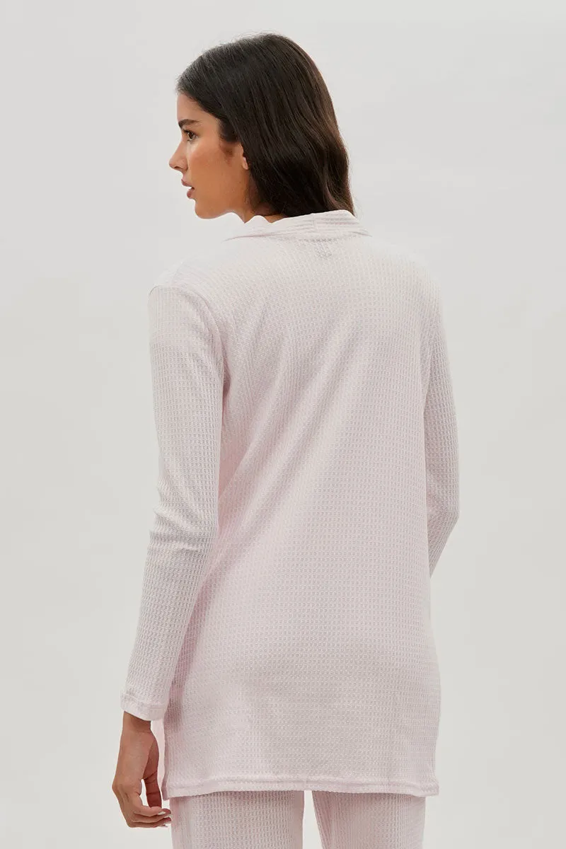 Open Front Waffle Knit Cardigan - Blush sold by Fairweather product image thumbnail 3
