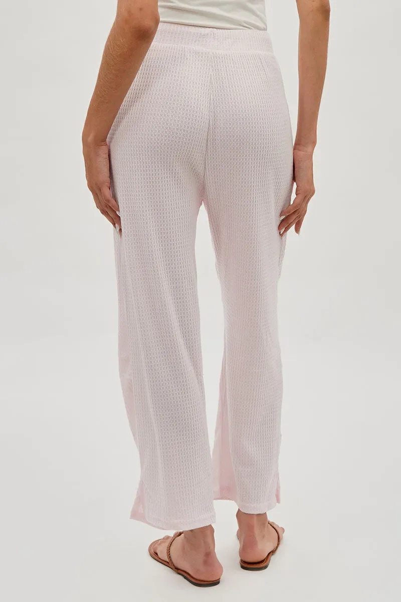 Fahrenheit Waffle Knit Tie Waist Pants - Blush sold by Fairweather product image thumbnail 3