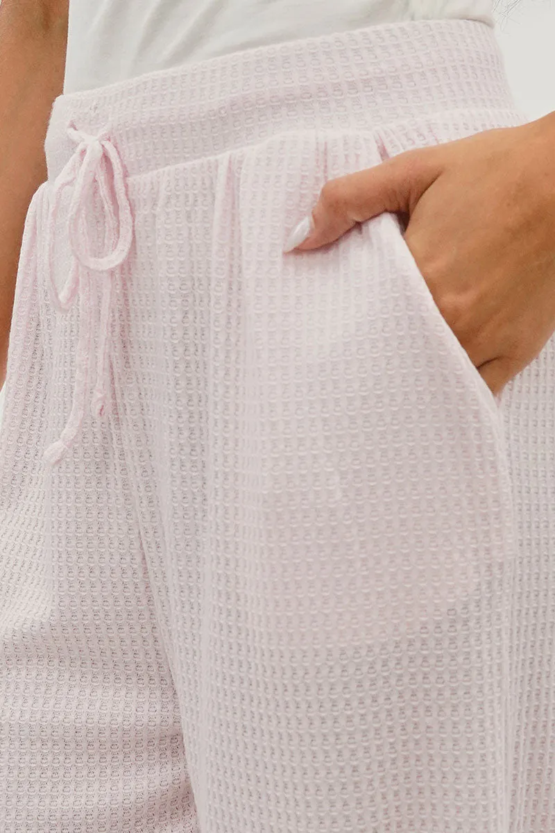Fahrenheit Waffle Knit Tie Waist Pants - Blush sold by Fairweather product image thumbnail 4