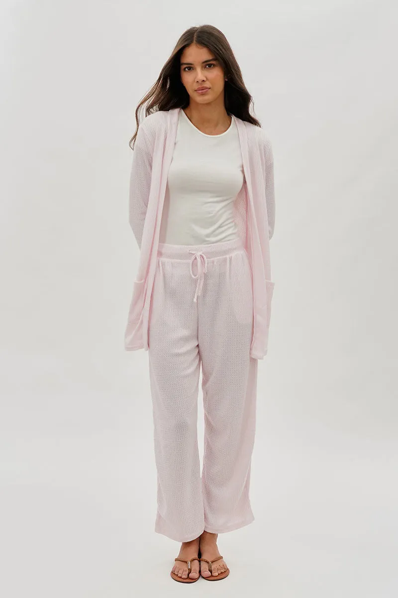 Fahrenheit Waffle Knit Tie Waist Pants - Blush sold by Fairweather product image thumbnail 5
