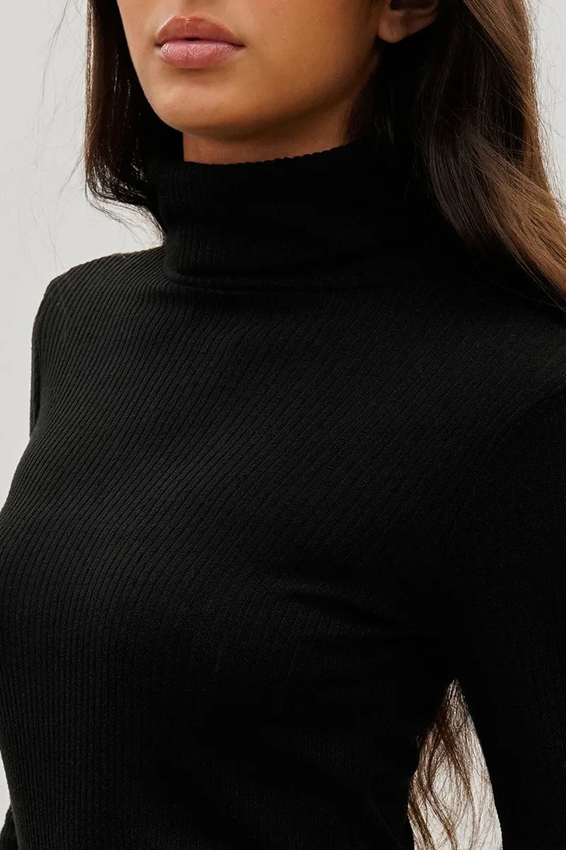 Magazine Ribbed Turtleneck Pullover Sweater - Black sold by Fairweather product image thumbnail 4