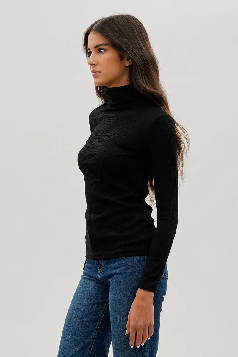 Magazine Ribbed Turtleneck Pullover Sweater - Black sold by Fairweather product image thumbnail 2
