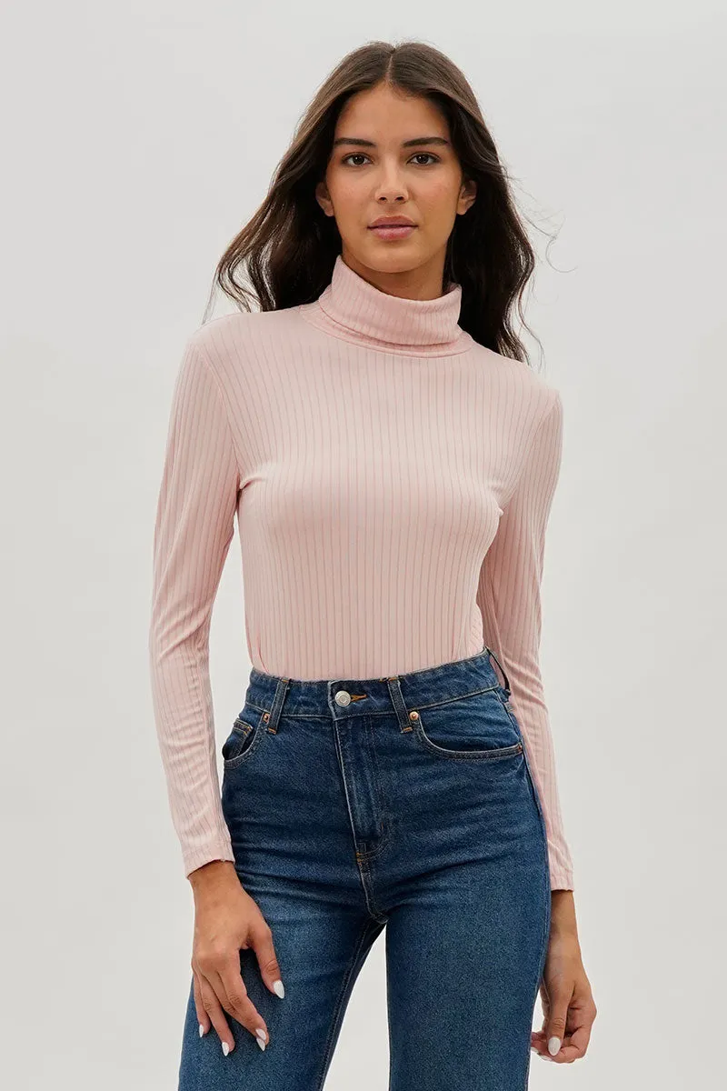 Majora Long Sleeve Turtleneck Pullover Sweater - Blush sold by Fairweather
