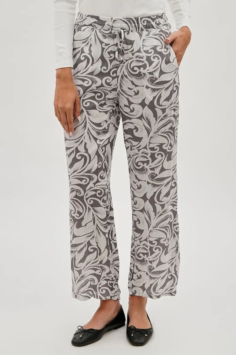 International INC Company Leaf Print Wide Leg Pants - Grey sold by Fairweather