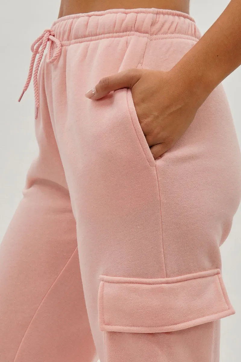 Fahrenheit Drawstring Cargo Pocket Sweatpants - Pink sold by Fairweather product image thumbnail 4