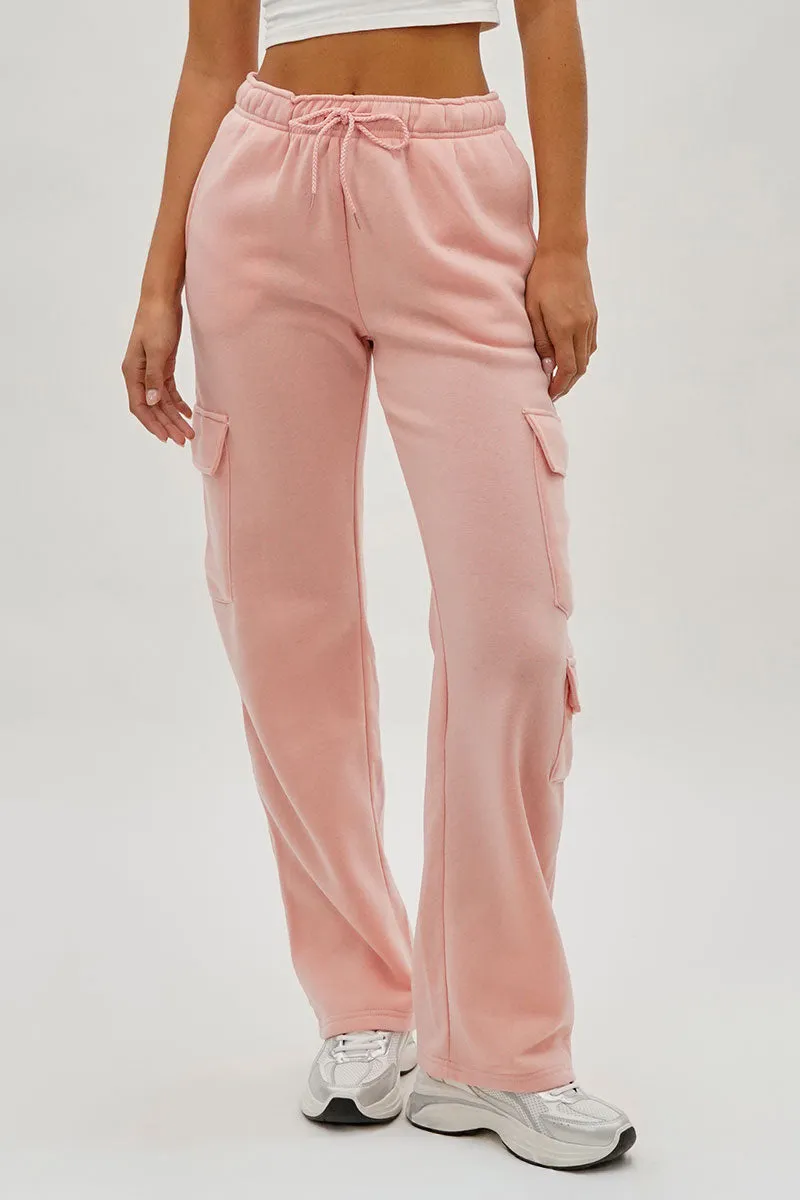 Fahrenheit Drawstring Cargo Pocket Sweatpants - Pink sold by Fairweather
