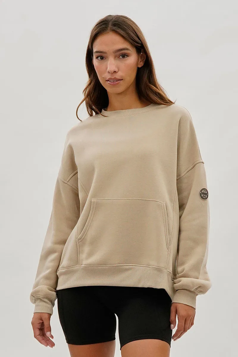 Fahrenheit Drop Shoulder Kangaroo Pocket Sweatshirt - Beige sold by Fairweather