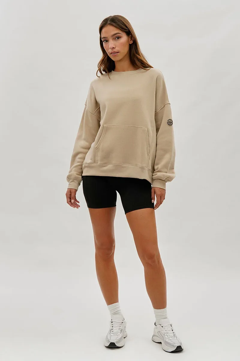 Fahrenheit Drop Shoulder Kangaroo Pocket Sweatshirt - Beige sold by Fairweather product image thumbnail 5