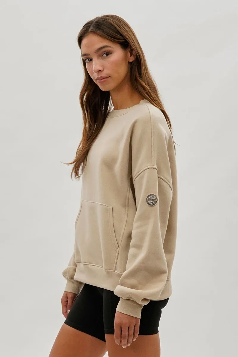 Fahrenheit Drop Shoulder Kangaroo Pocket Sweatshirt - Beige sold by Fairweather product image thumbnail 2