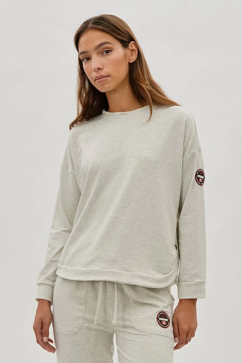Fahrenheit Drop Shoulder Side Button Detail Pullover Sweater - Cream sold by Fairweather