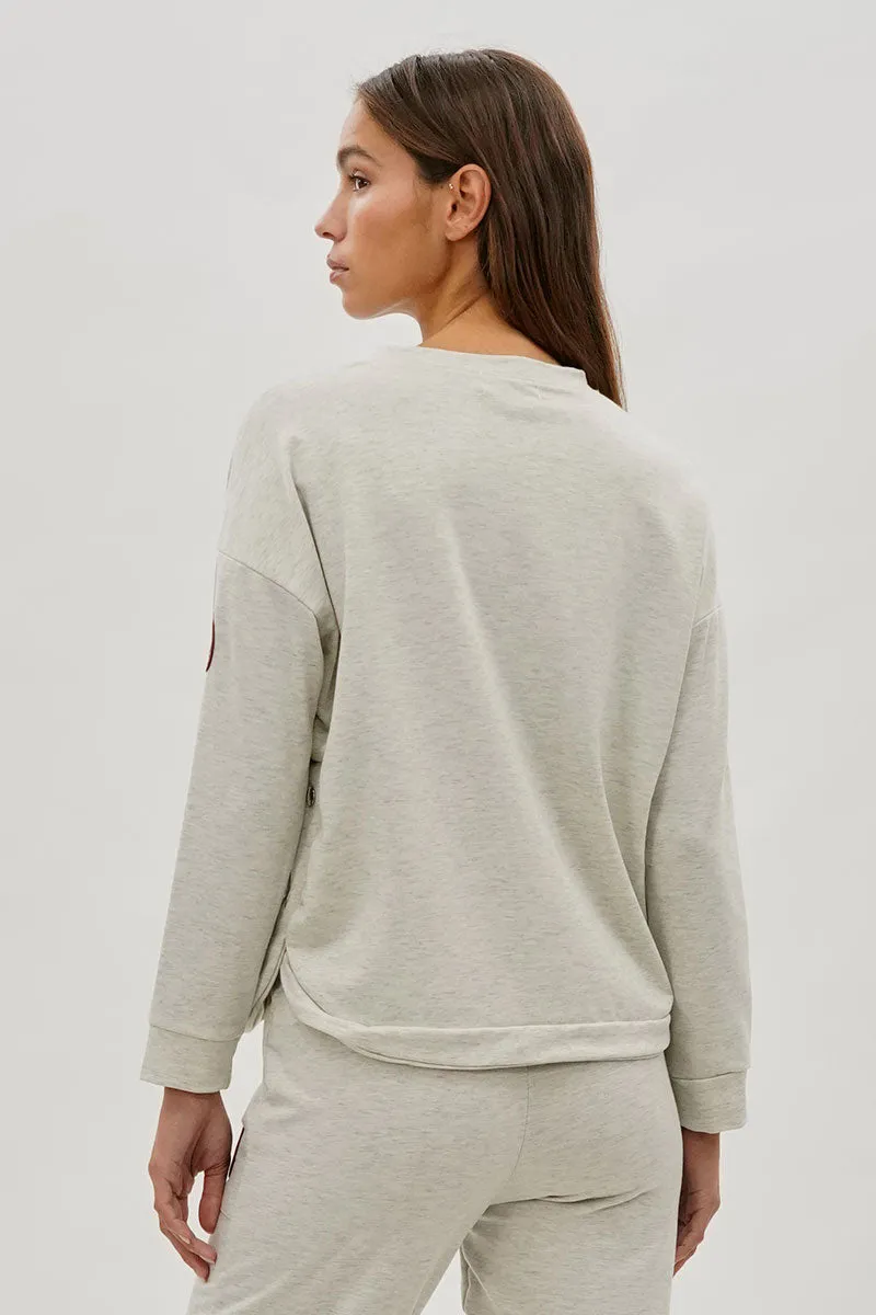 Fahrenheit Drop Shoulder Side Button Detail Pullover Sweater - Cream sold by Fairweather product image thumbnail 3
