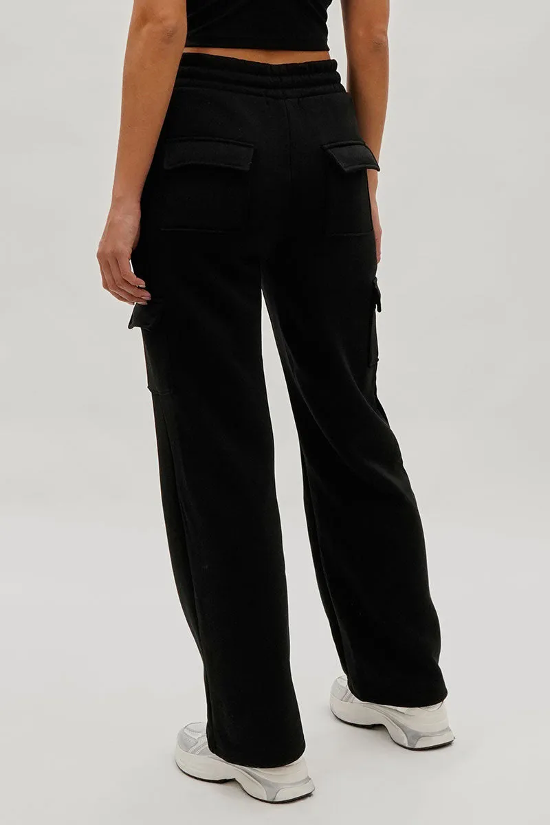 Fahrenheit Wide Leg Cargo Sweatpants - Black sold by Fairweather product image thumbnail 3