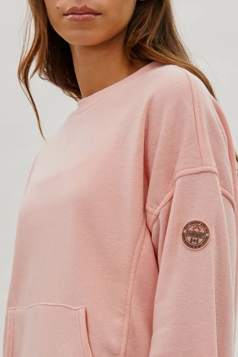 Fahrenheit Drop Shoulder Kangaroo Pocket Sweatshirt - Pink sold by Fairweather product image thumbnail 4