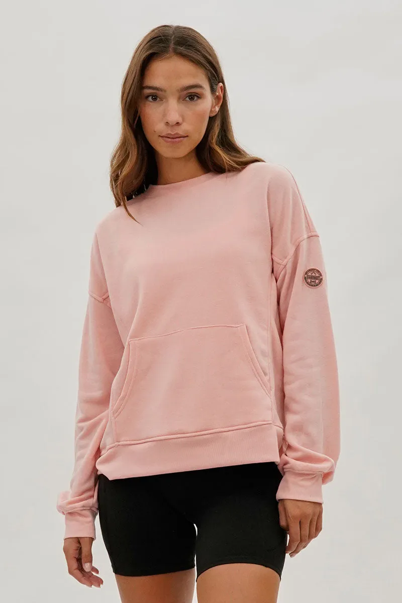 Fahrenheit Drop Shoulder Kangaroo Pocket Sweatshirt - Pink sold by Fairweather