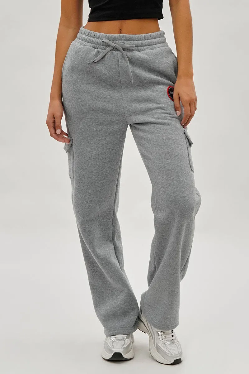 Fahrenheit Wide Leg Cargo Sweatpants - Grey sold by Fairweather