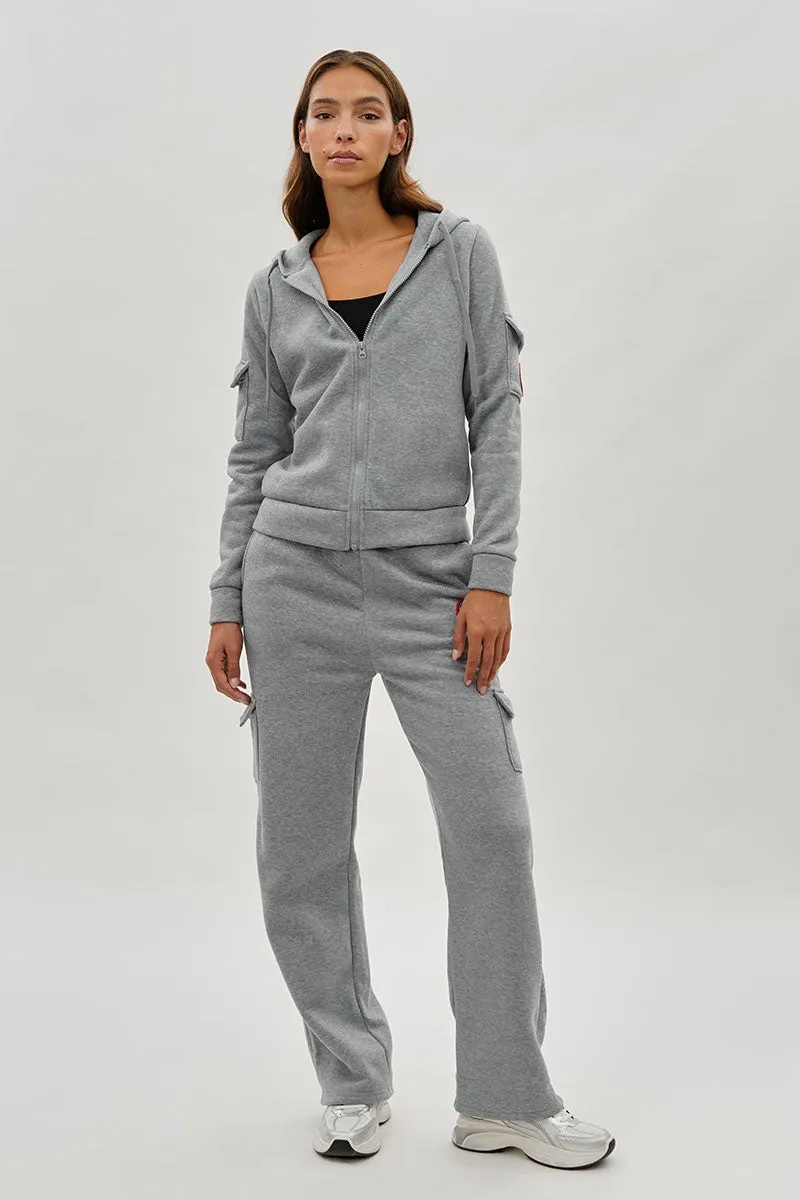 Fahrenheit Wide Leg Cargo Sweatpants - Grey sold by Fairweather product image thumbnail 5