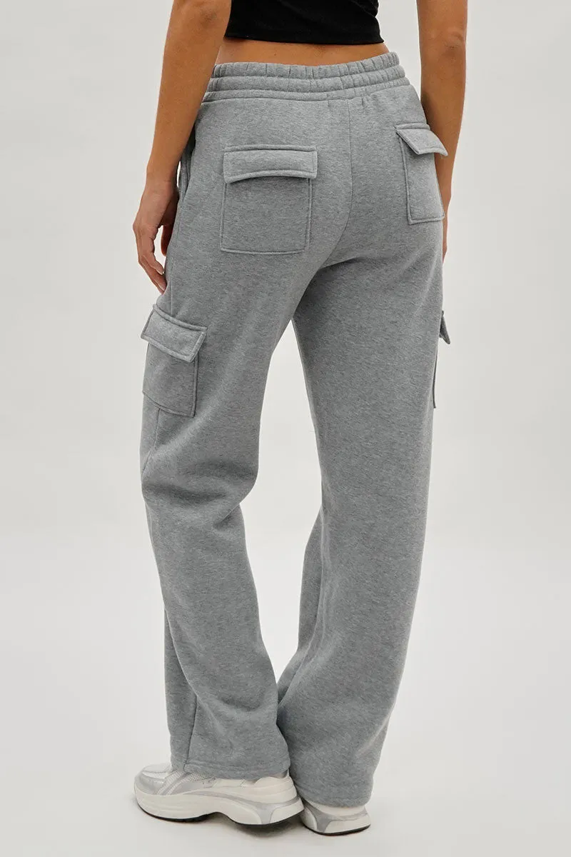 Fahrenheit Wide Leg Cargo Sweatpants - Grey sold by Fairweather product image thumbnail 3