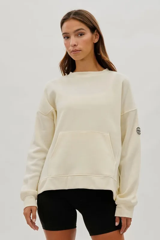 Fahrenheit Drop Shoulder Kangaroo Pocket Sweatshirt - Cream sold by Fairweather