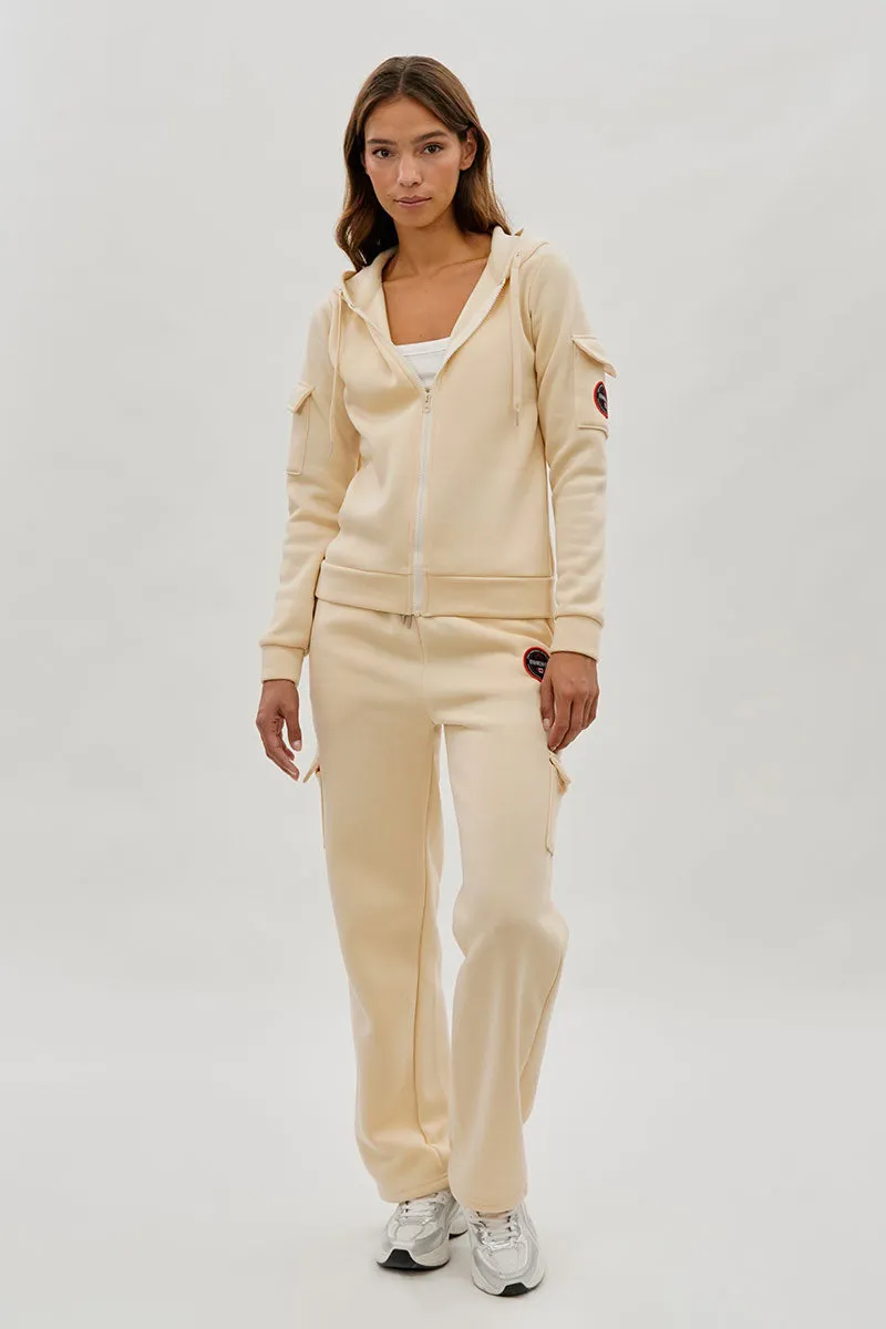 Fahrenheit Wide Leg Cargo Sweatpants - Cream sold by Fairweather product image thumbnail 5