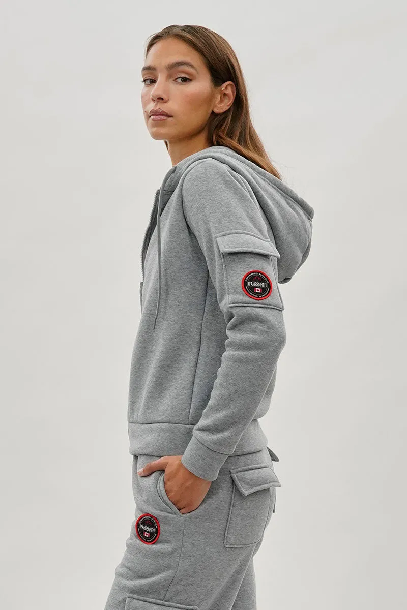 Fahrenheit Zip Up Utility Pocket Hoodie - Grey sold by Fairweather product image thumbnail 2