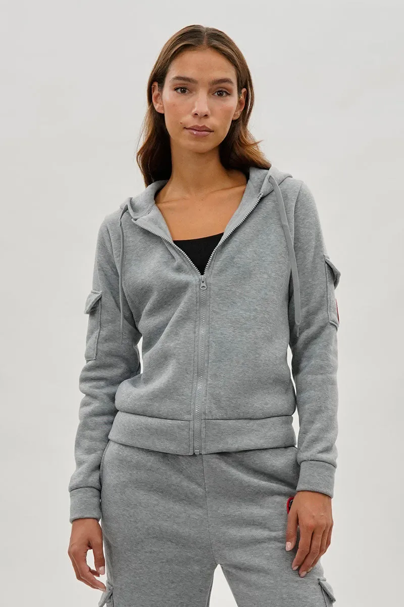 Fahrenheit Zip Up Utility Pocket Hoodie - Grey sold by Fairweather