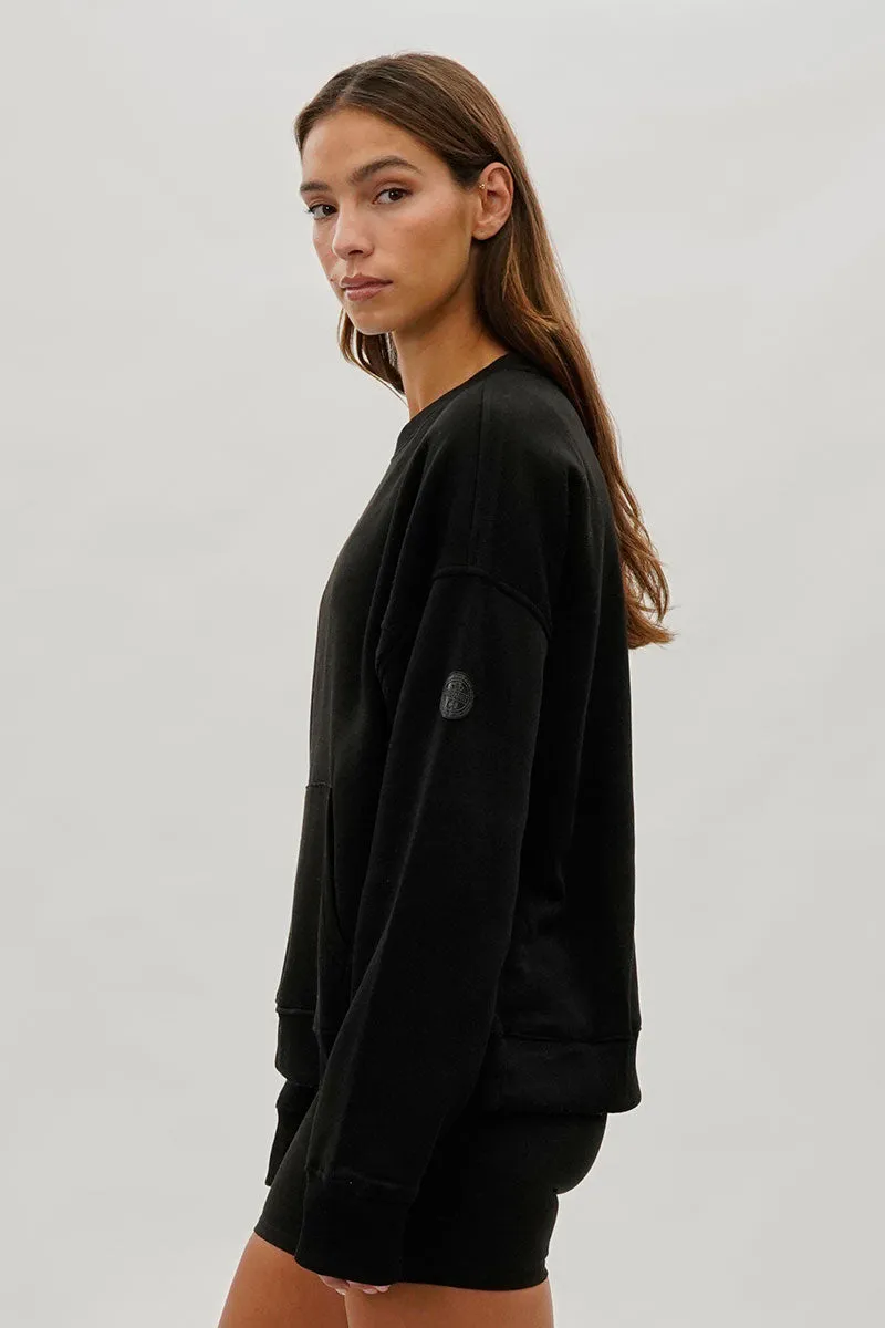 Drop Shoulder Kangaroo Pocket Sweatshirt - Black sold by Fairweather product image thumbnail 2