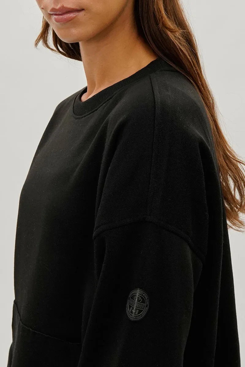 Drop Shoulder Kangaroo Pocket Sweatshirt - Black sold by Fairweather product image thumbnail 4