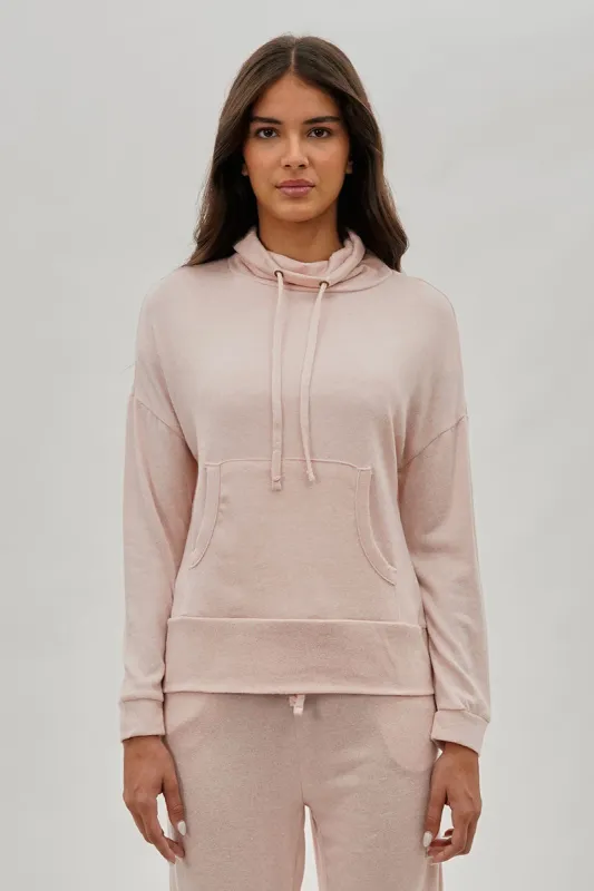 Fahrenheit Cowl Neck Sweatshirt - Blush sold by Fairweather