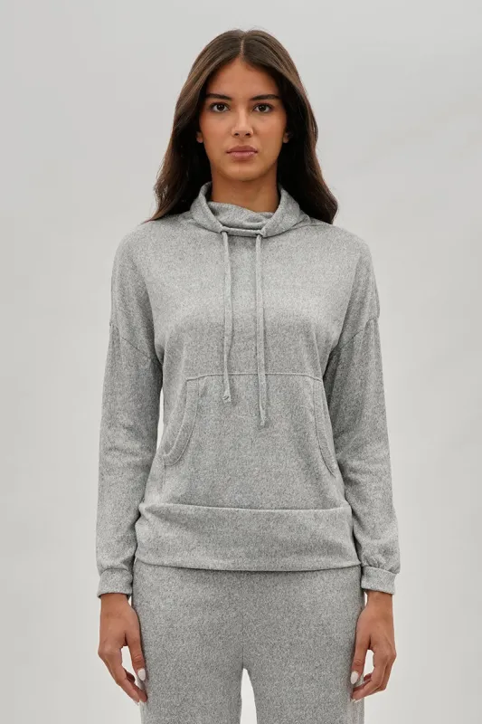 Fahrenheit Cowl Neck Sweatshirt - Grey sold by Fairweather
