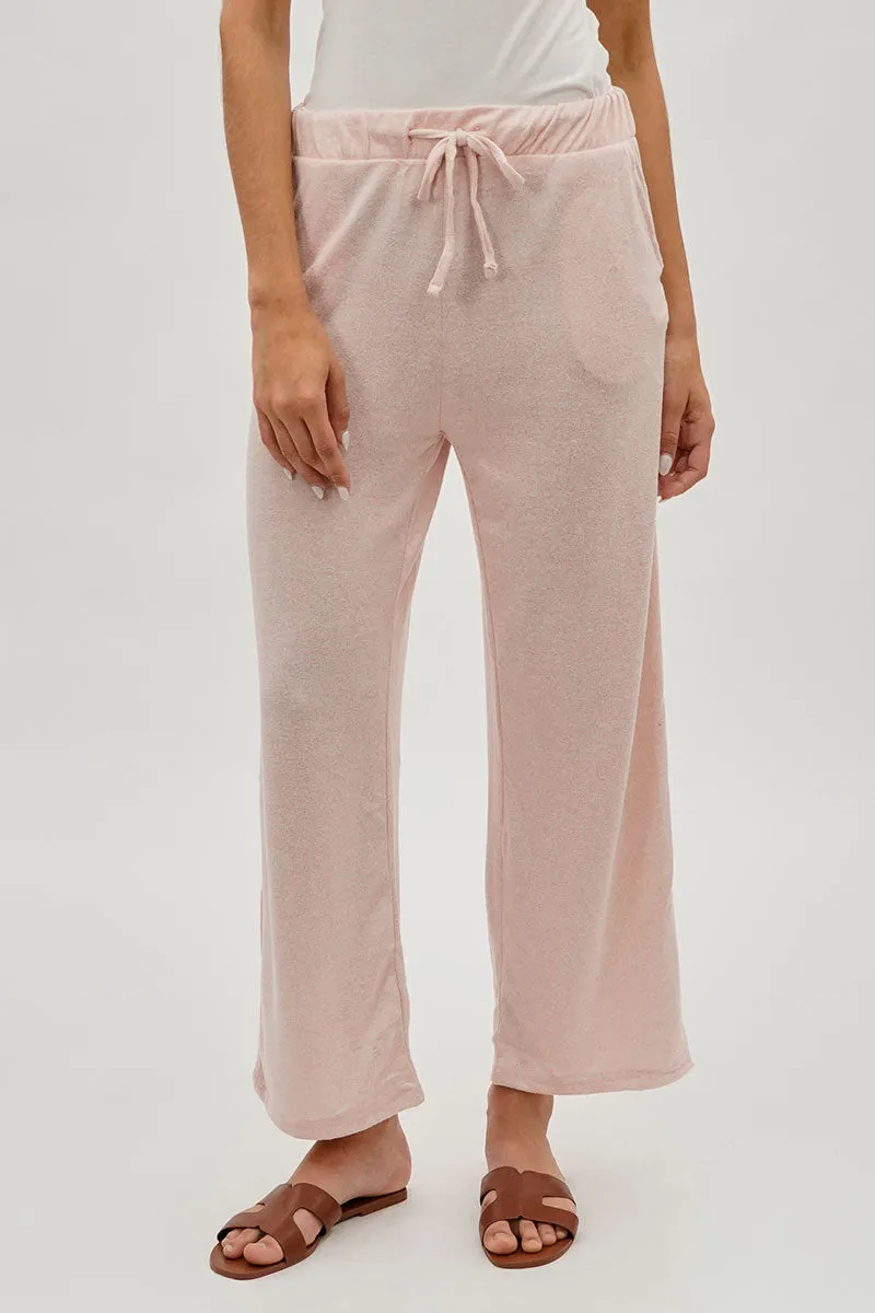 Fahrenheit Wide Leg Drawstring Sweatpants - Blush sold by Fairweather
