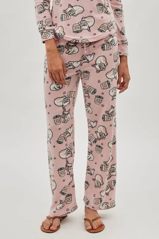 Canada Weather Gear Pug Print Wide Leg Pajama Pants - Pink sold by Fairweather