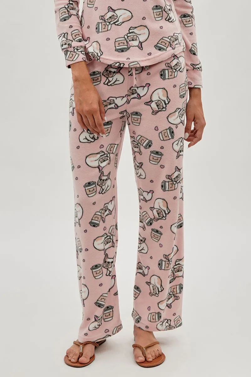 Canada Weather Gear Pug Print Wide Leg Pajama Pants - Pink sold by Fairweather