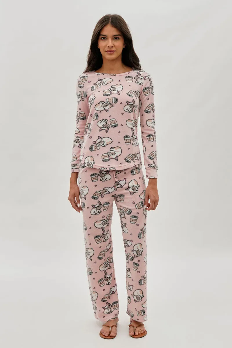 Canada Weather Gear Pug Print Wide Leg Pajama Pants - Pink sold by Fairweather product image thumbnail 5