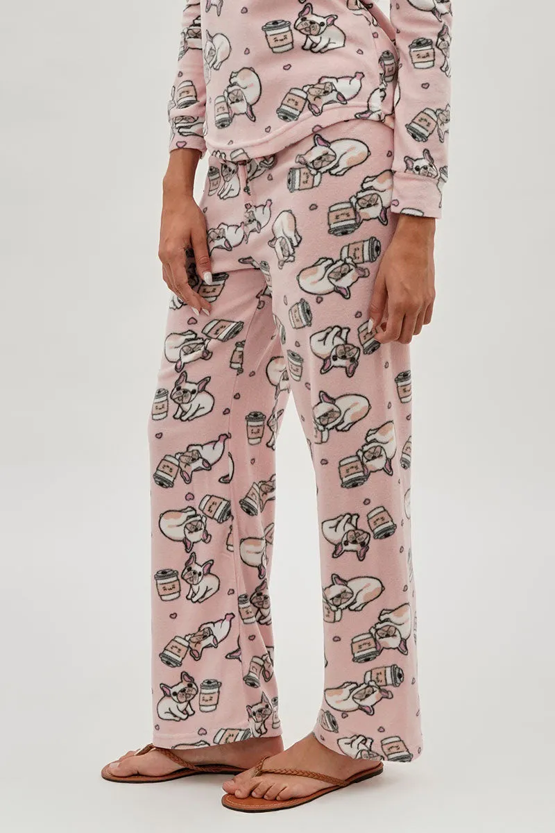 Canada Weather Gear Pug Print Wide Leg Pajama Pants - Pink sold by Fairweather product image thumbnail 2