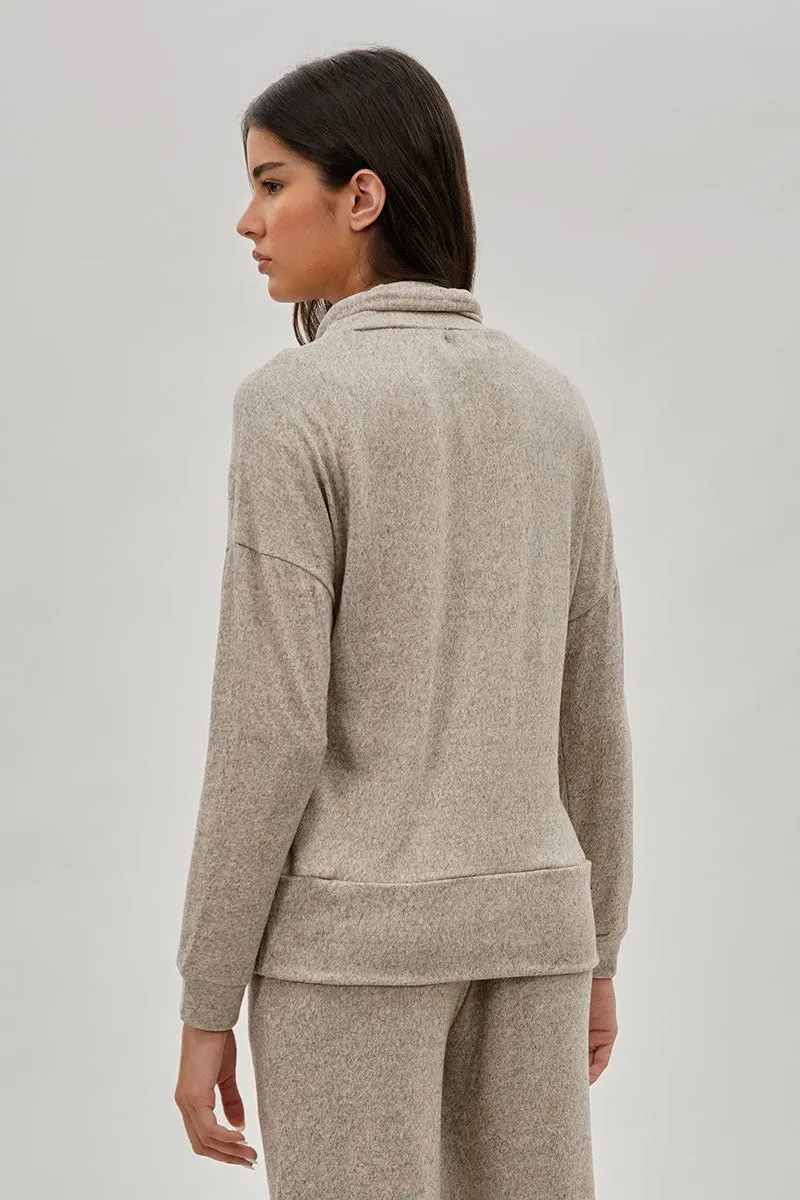 Fahrenheit Cowl Neck Sweatshirt - Cream sold by Fairweather product image thumbnail 3